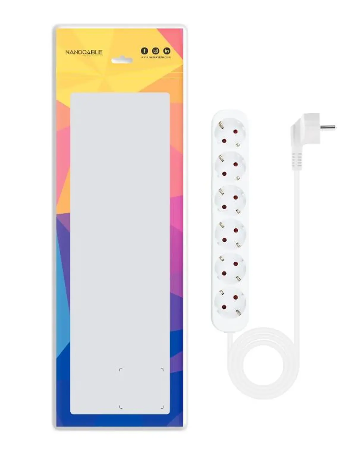 Nanocable Regleta de Enchufes 6 Tomas 1.4 m Blanco 2