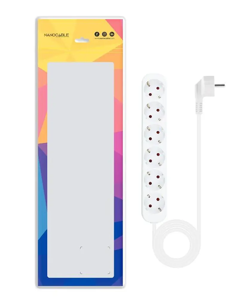Nanocable Regleta de Enchufes 6 Tomas 1.4 m Blanco 2