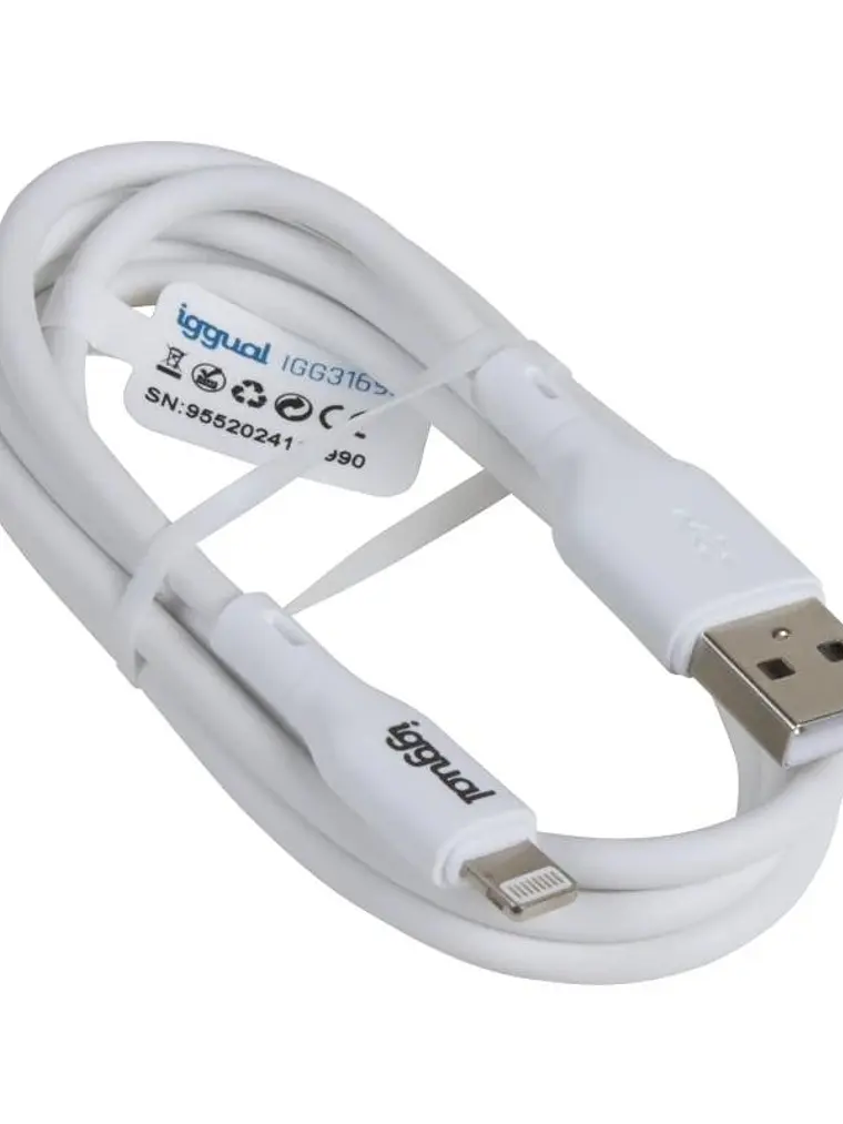 iggual cable USB-A/Lightning 100 cm blanco 2