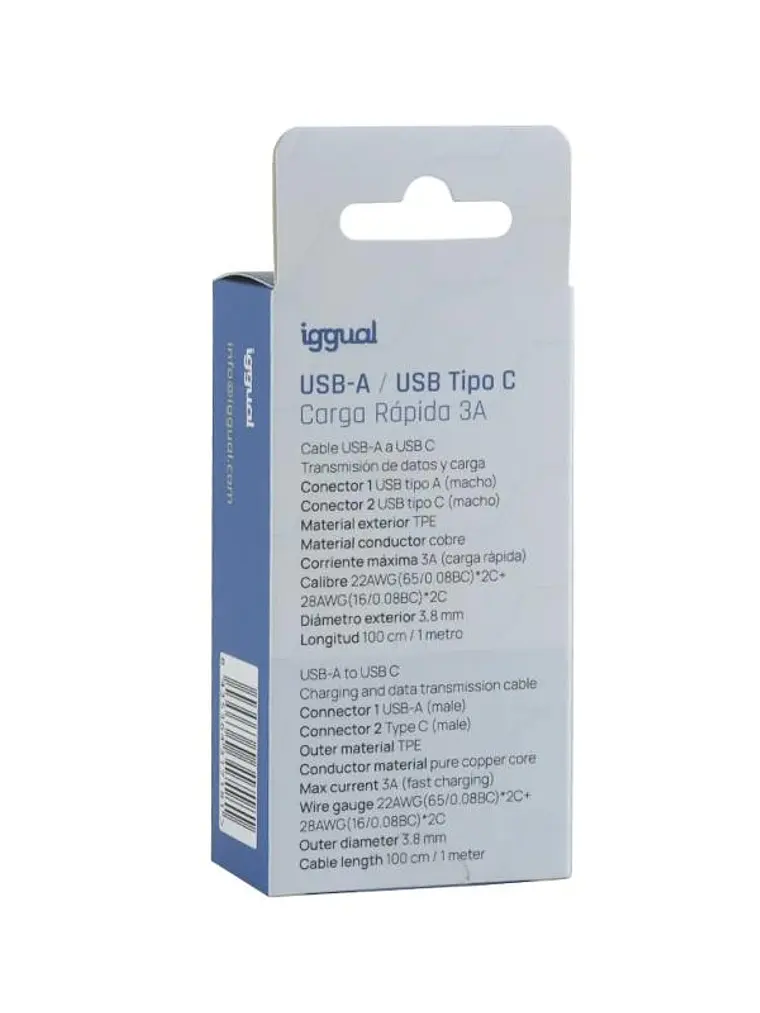 iggual Cable USB-A/USB-C 100 cm blanco Q3.0 3A 4