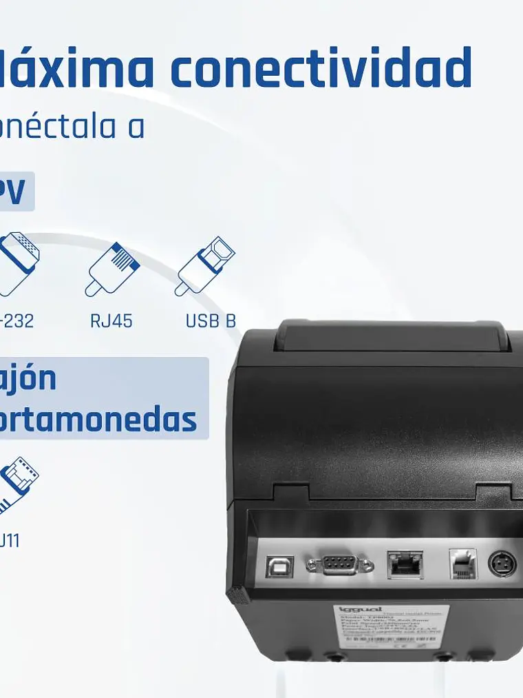 iggual Impresora Térmica TP8002 USB+RS232+Ethernet 3