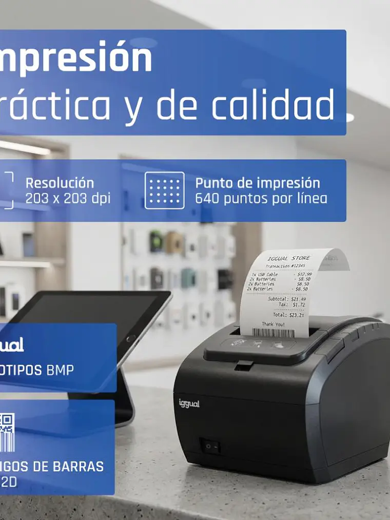 iggual Impresora Térmica TP8002 USB+RS232+Ethernet 4