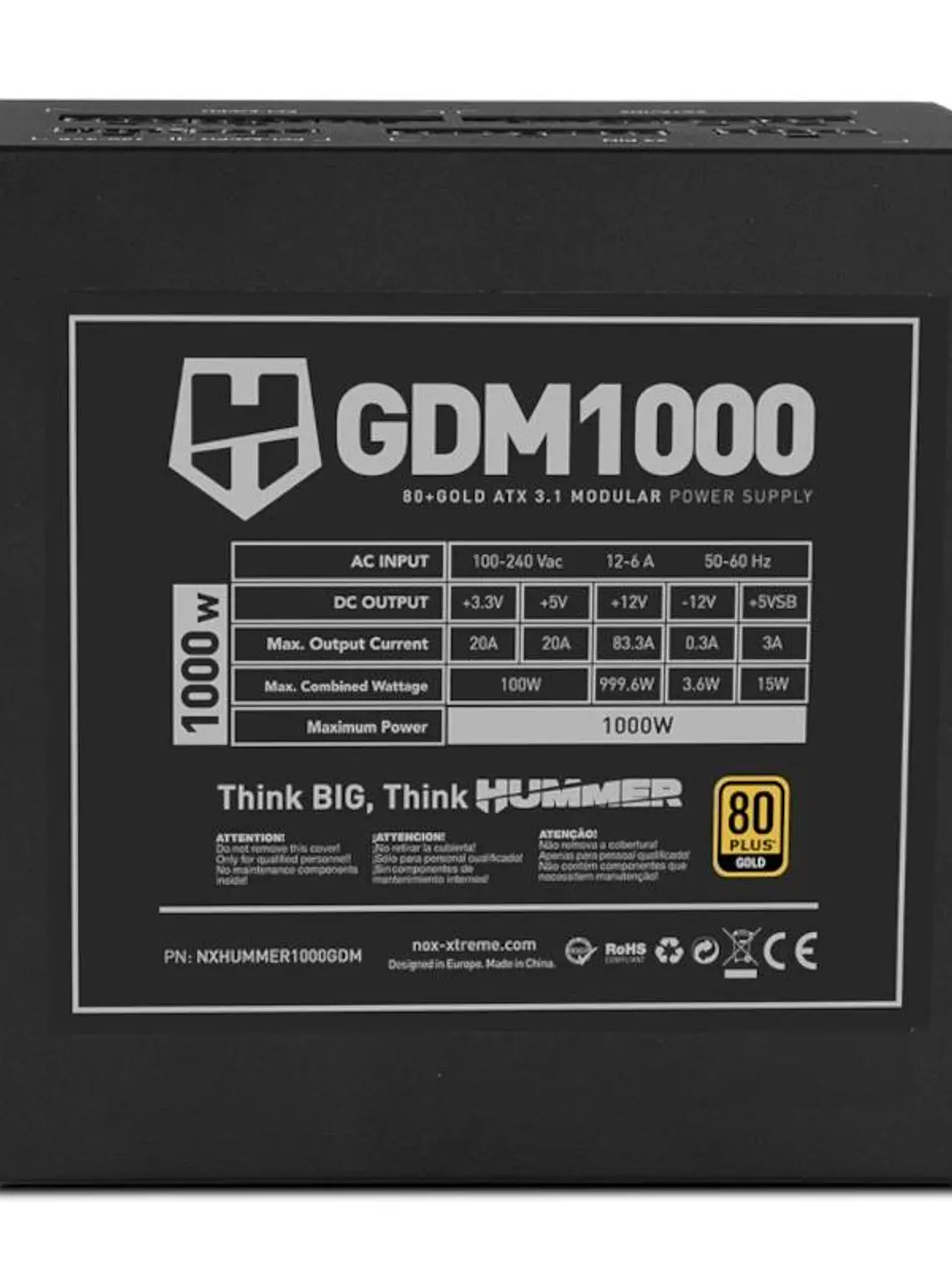NOX HUMMER GDM1000W Fuente modular ATX3.1 80+GOLD 4
