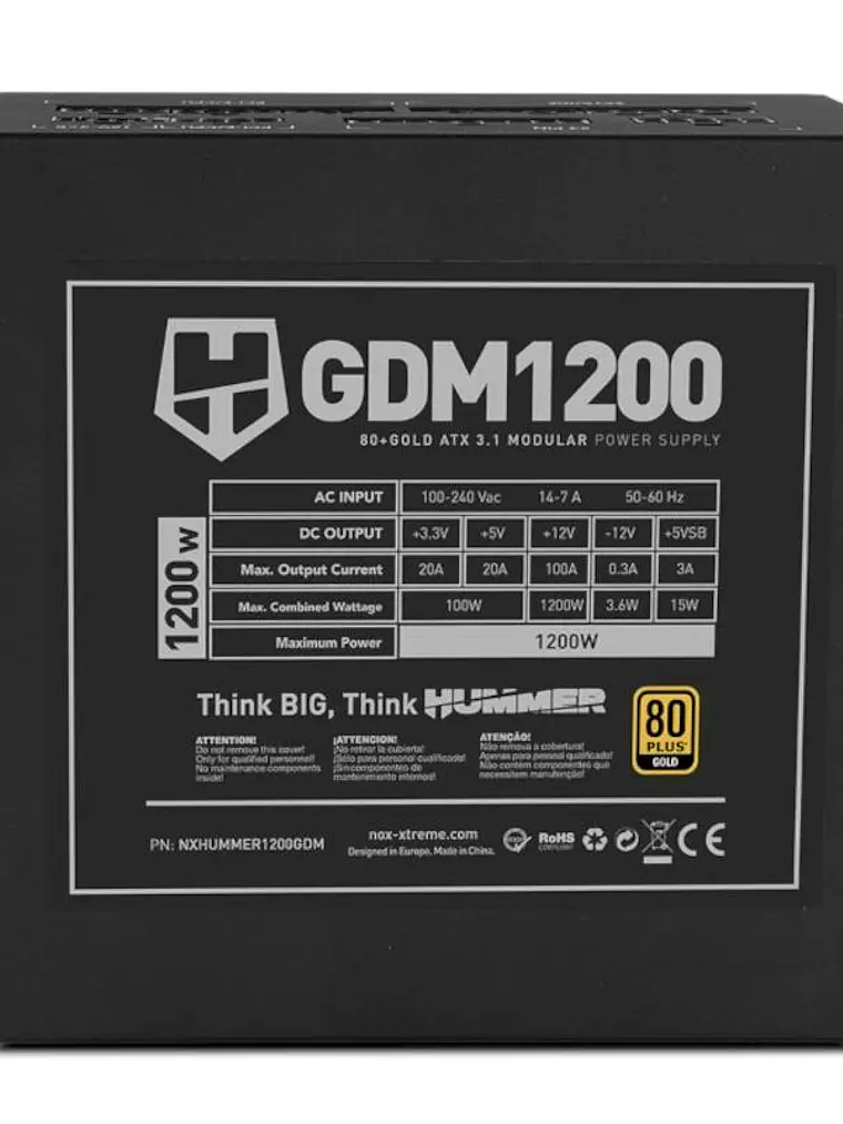 NOX HUMMER GDM1200W Fuente modular ATX3.1 80+GOLD 4