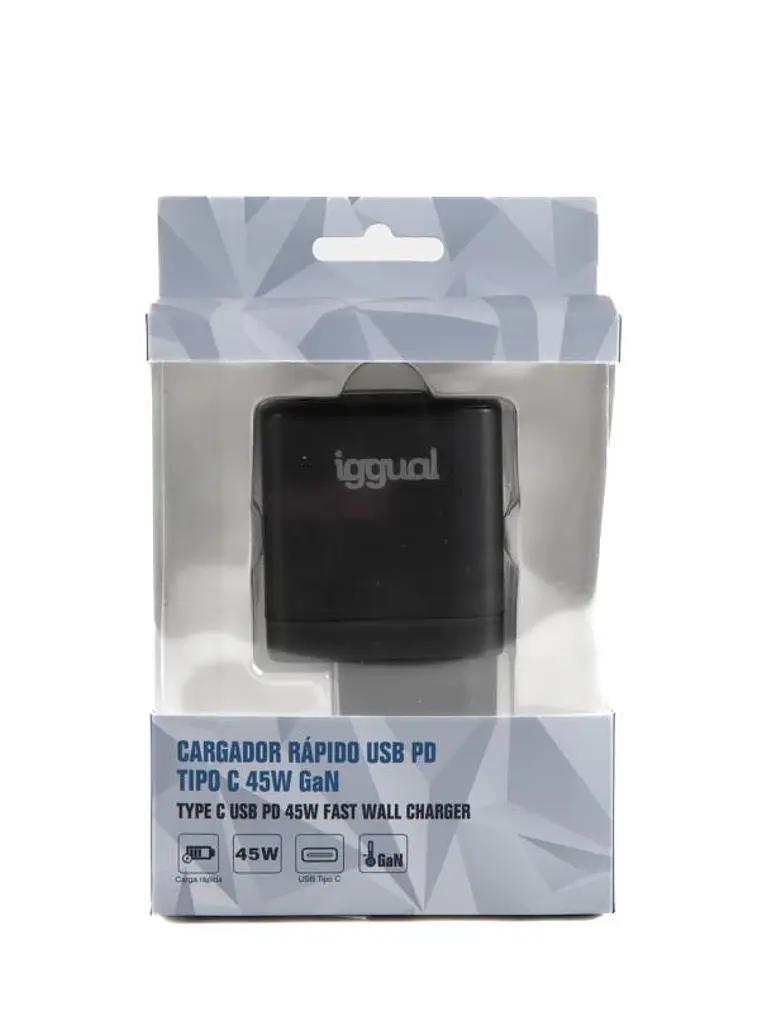 iggual Cargador rápido USB PD tipo C 45W GaN 4