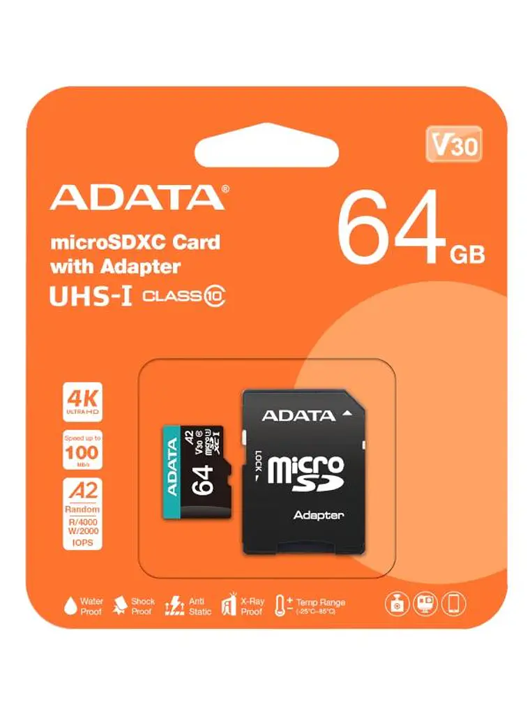 ADATA microSDXC/SDHC UHS-I U3 64GB c/adapt 2