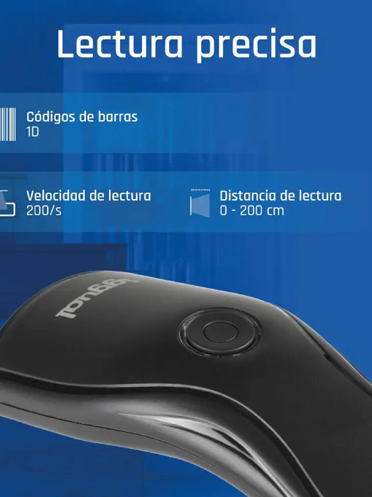 iggual Lector código barras 1D USB botón soporte 2