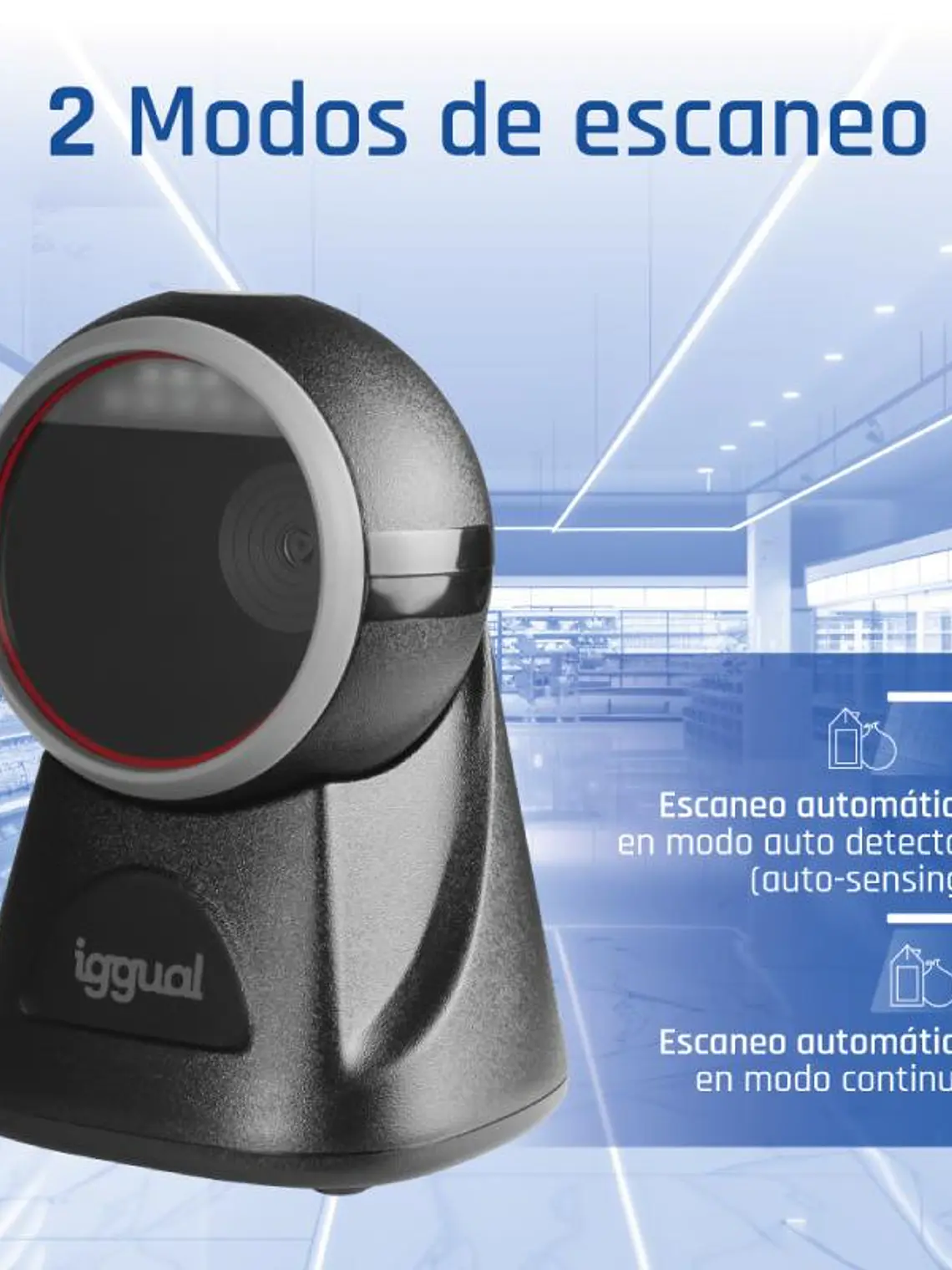 iggual Lector código barras sobremesa 2D USB 3