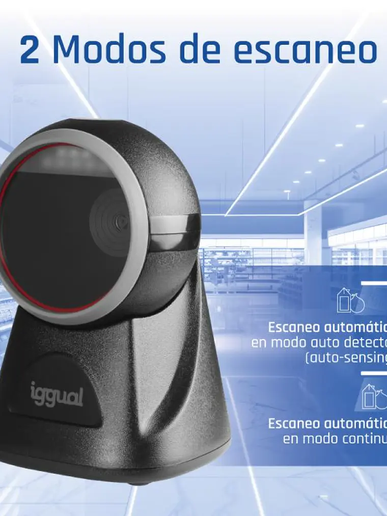 iggual Lector código barras sobremesa 2D USB 3