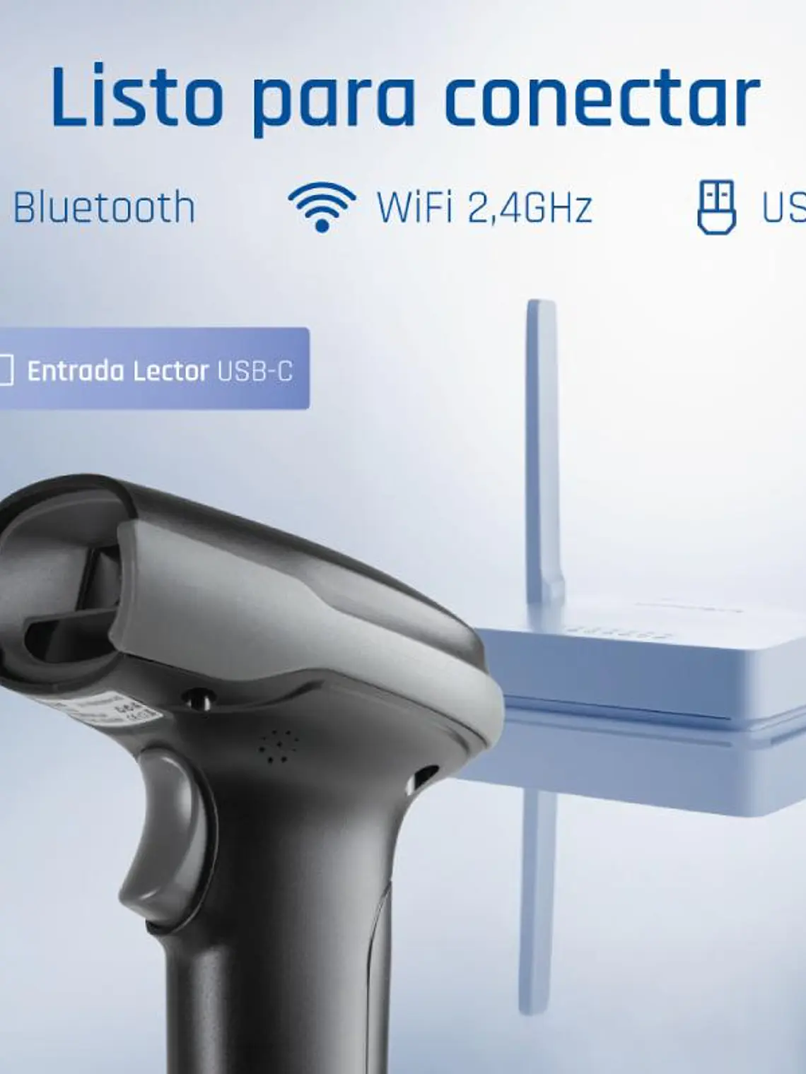 iggual Lector código barras 2D Bluetooth WiFi 2.4G 2