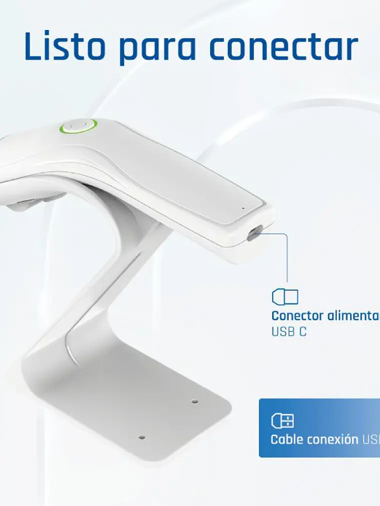 iggual Lector código barras 2D USB botón blanco 2