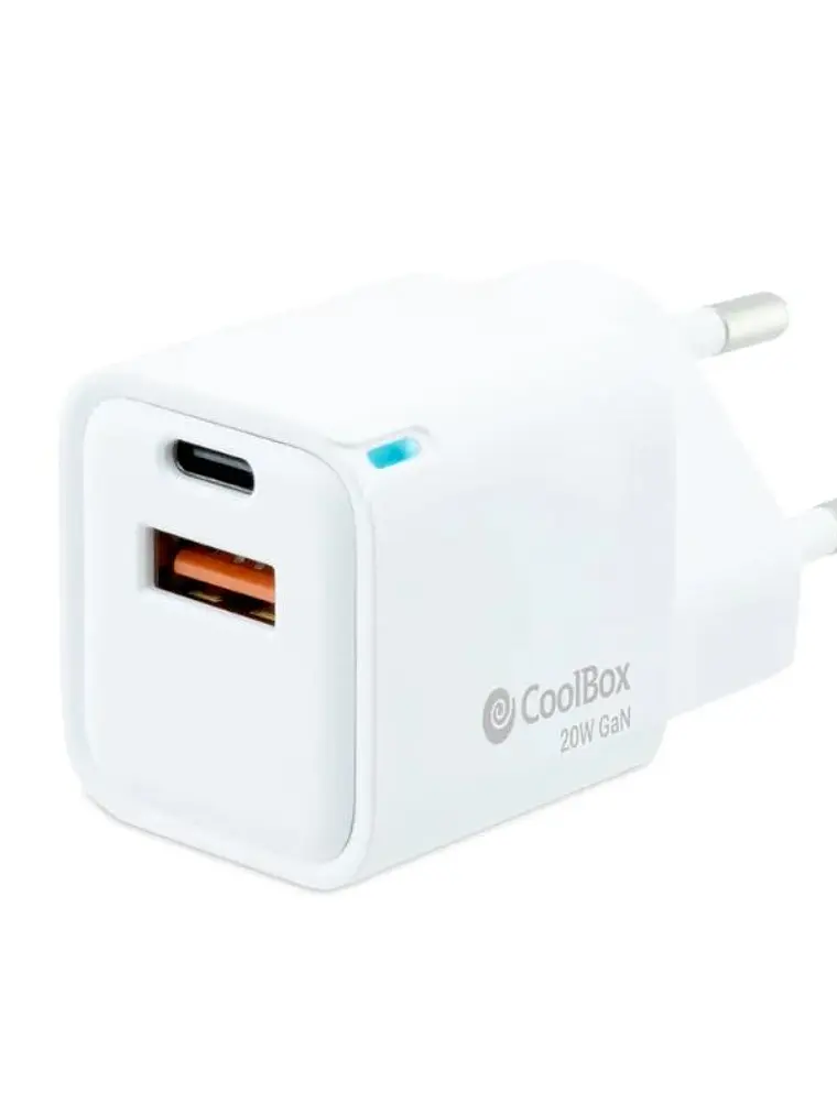 Coolbox Cargador Gan 20W USB-C/USB-A PARED 1