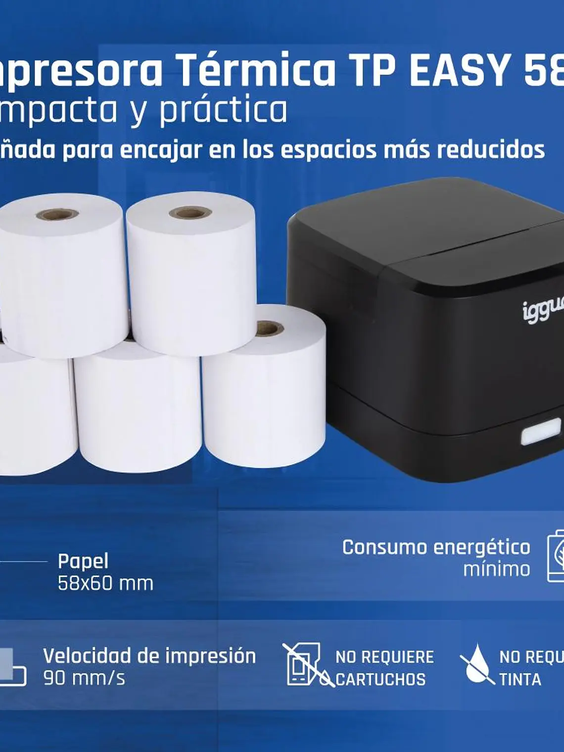 iggual Impresora térmica tickets TP EASY 58 USB+RJ 2