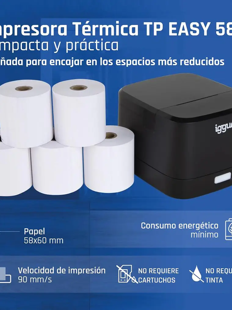 iggual Impresora térmica tickets TP EASY 58 USB+RJ 2