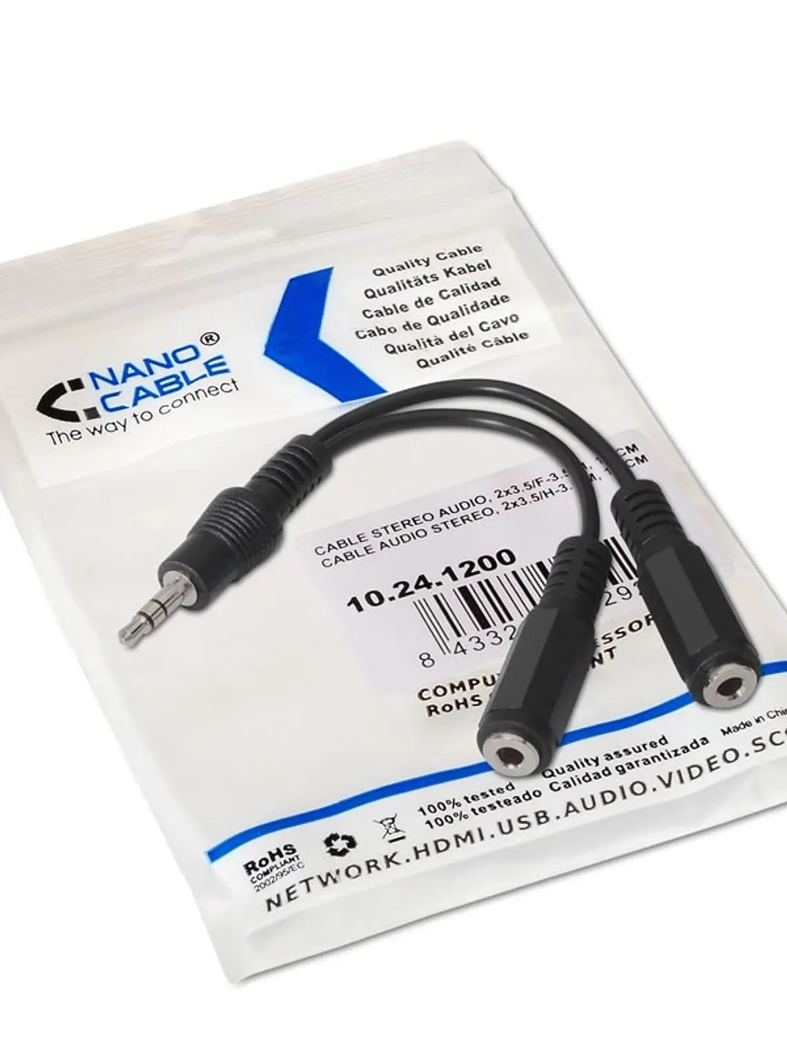 Nanocable Cable Audio Estéreo 2Jack 3.5H Jack 3.5M 2