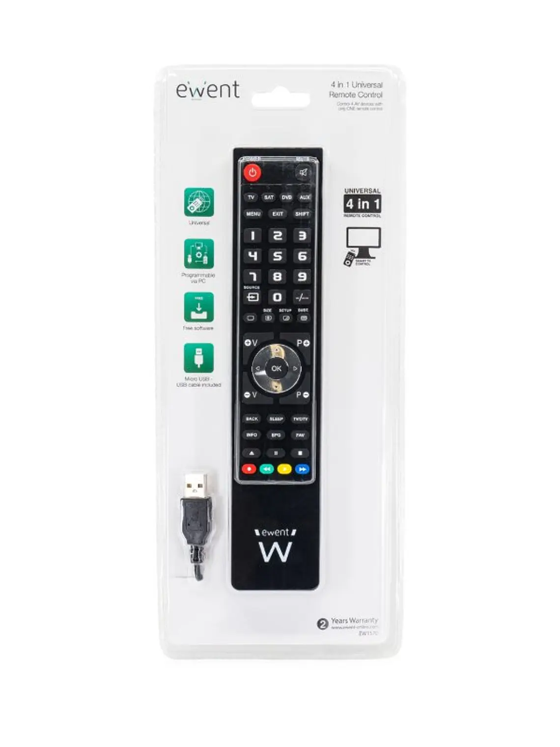 EWENT EW1570 Mando TV 4 en 1 programable x cable 2