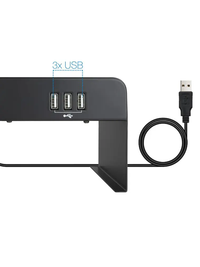 Tooq Soporte elevador monitor/portátil 3xUSB negro 3