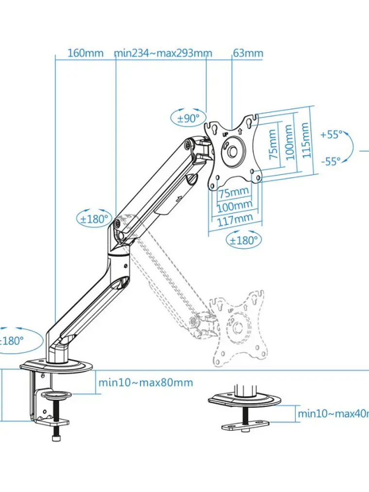 Tooq DB4032TNR-G  Soporte mesa monitor/tv 17-32