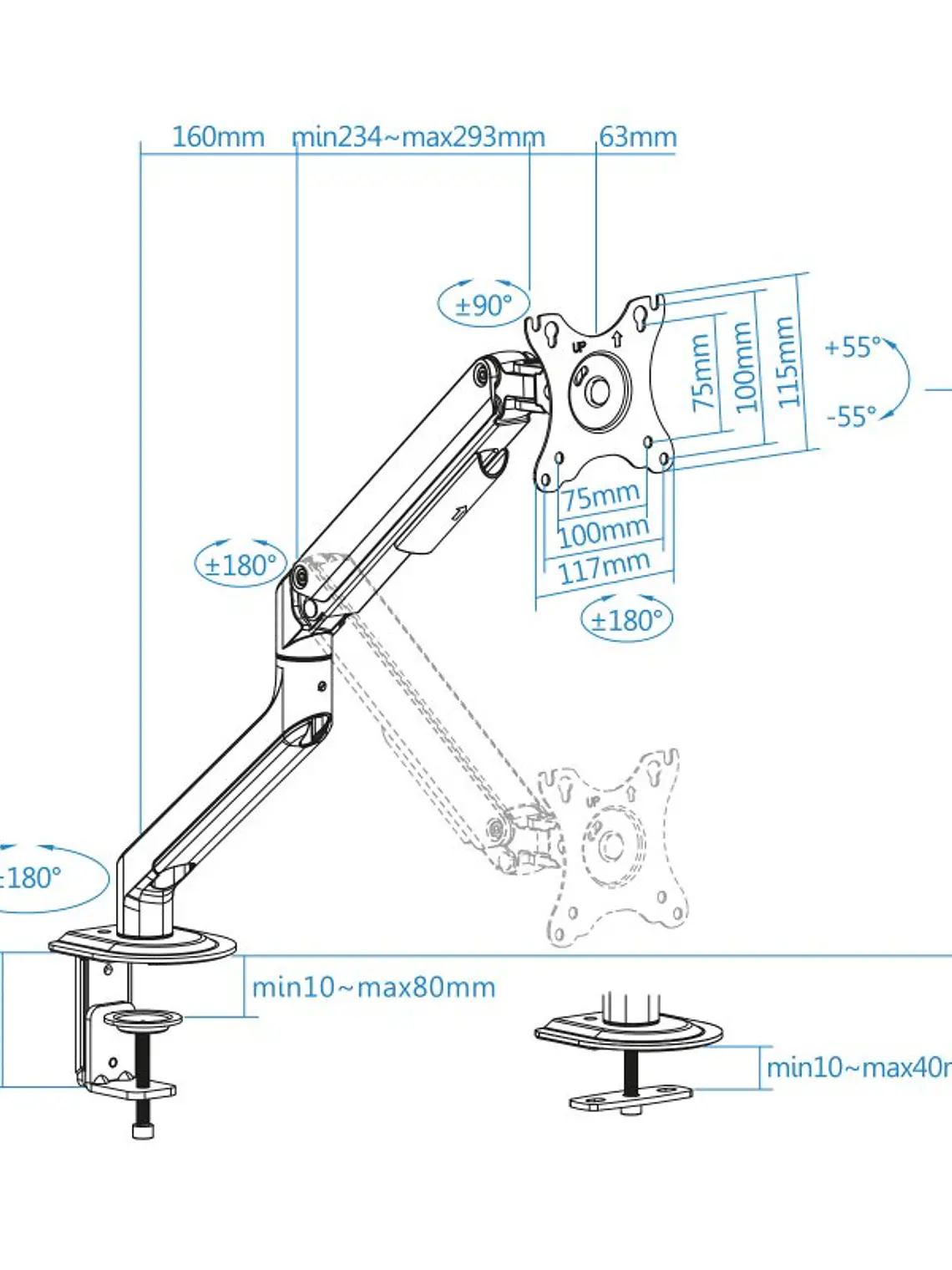 Tooq DB4032TNR-W Soporte mesa monitor/tv 17-32