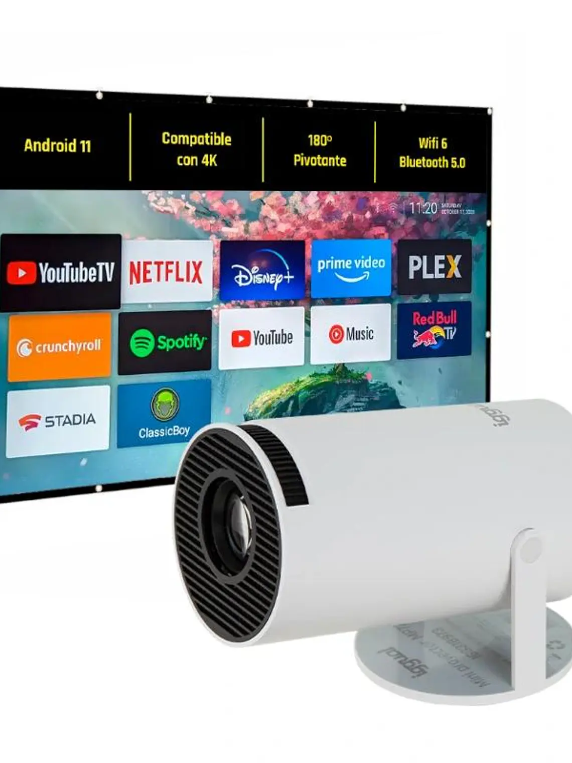 iggual Pack mini proyector + pantalla 100