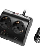EWENT EW3871 Regleta 2  Shucko 2 Usb-A 1 Usb-C Neg - Miniatura 2