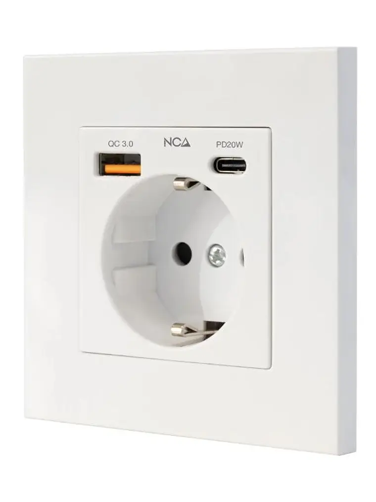 Nanocable Base Pared toma SCHUKO 2USB-C PD20W 1