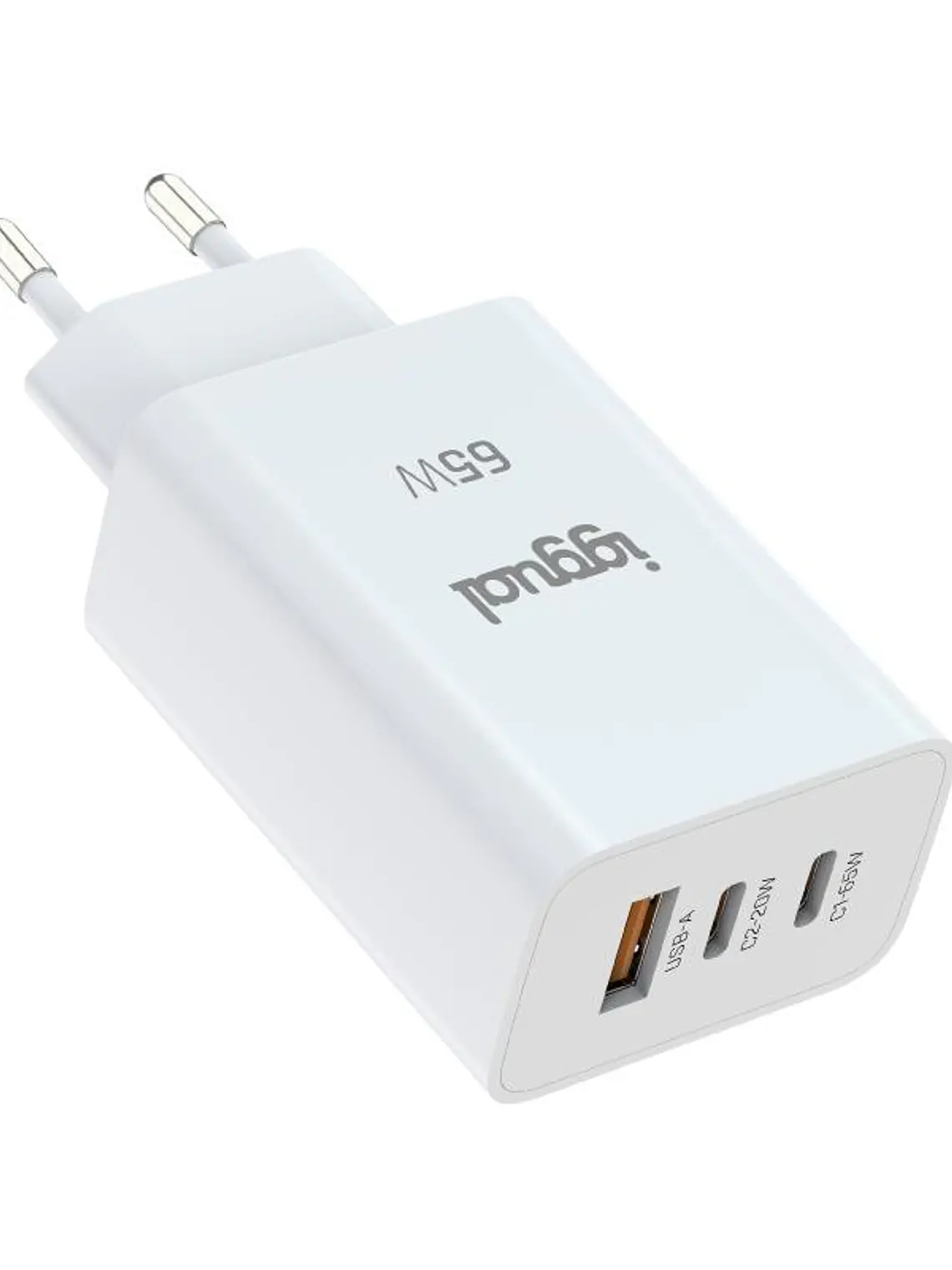 iggual Cargador triple USB-A + 2 x tipo C GaN 65W 2