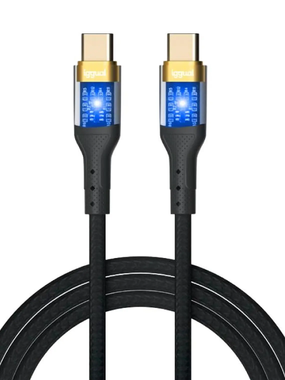 iggual Cable USB-C a tipo C 3A 100 cm trenzado LED 1