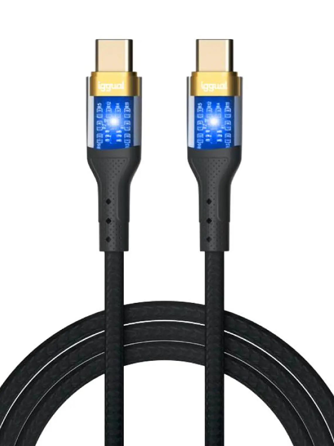 iggual Cable USB-C a tipo C 3A 100 cm trenzado LED 4