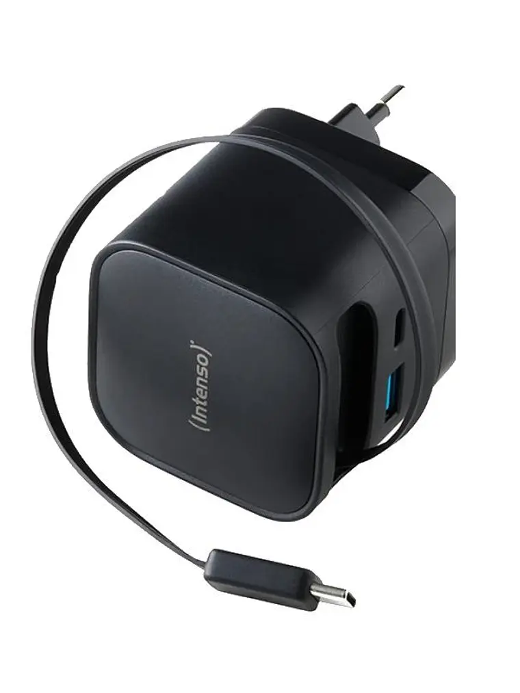 Intenso Cargador GaN W65ACIC retráctil Negro 1