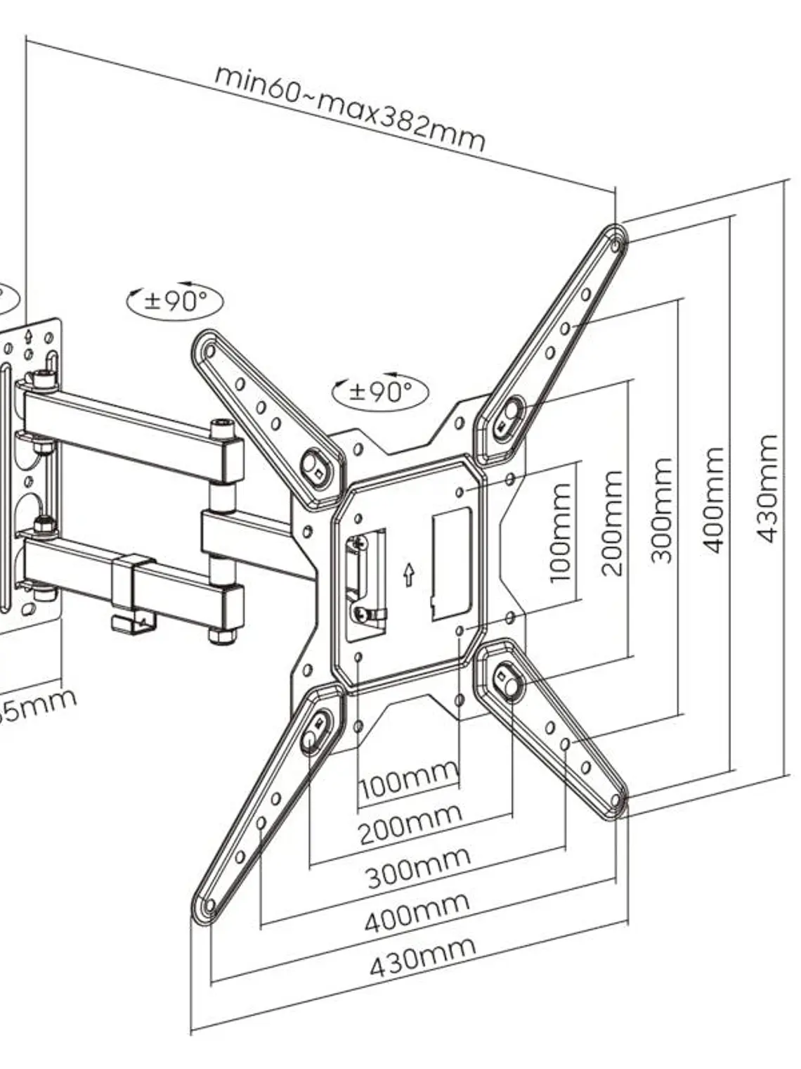 EWENT EW1525 Soporte pared TV ext 3 pivot 23-55