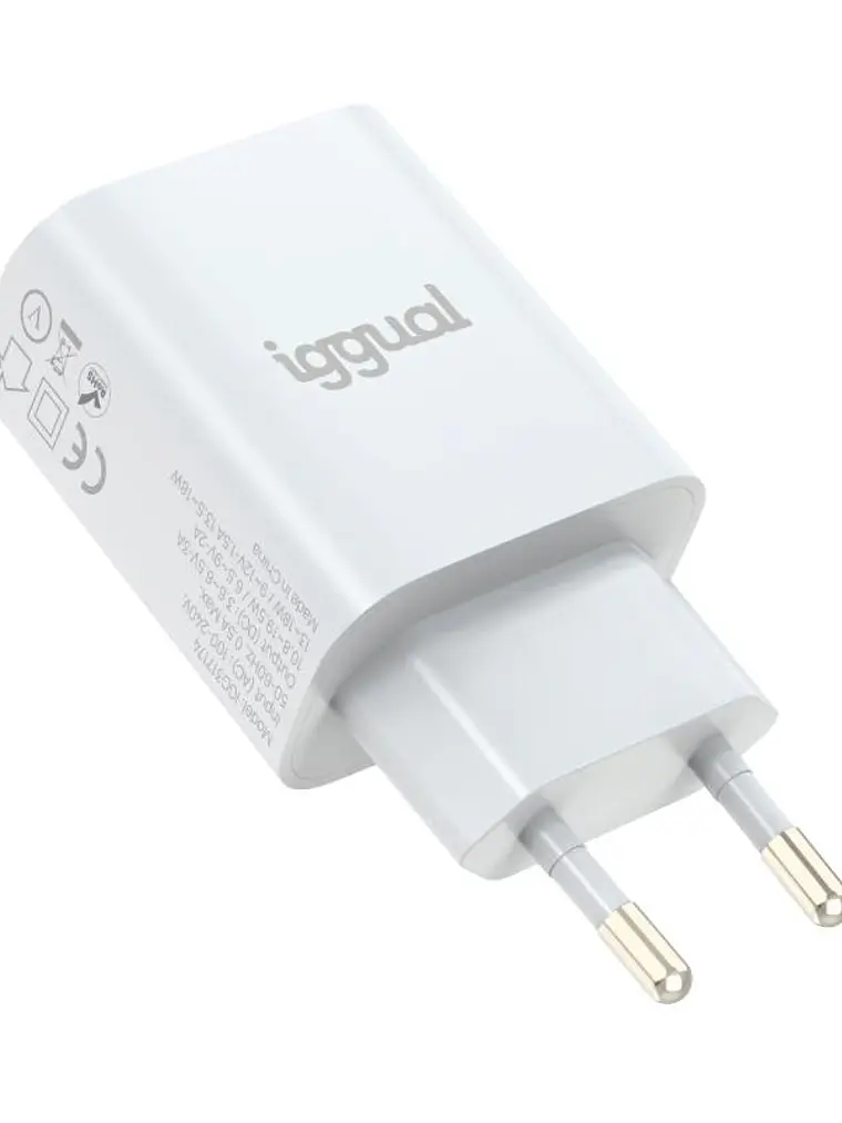 iggual Cargador 1xUSB-A carga rápida QC3.0 18W 2