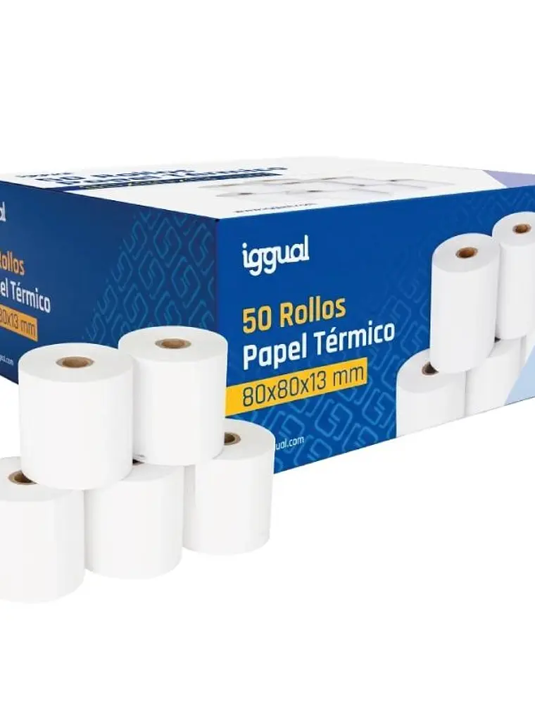 iggual Caja 50 rollos papel térmico sin BPA 80x80 1