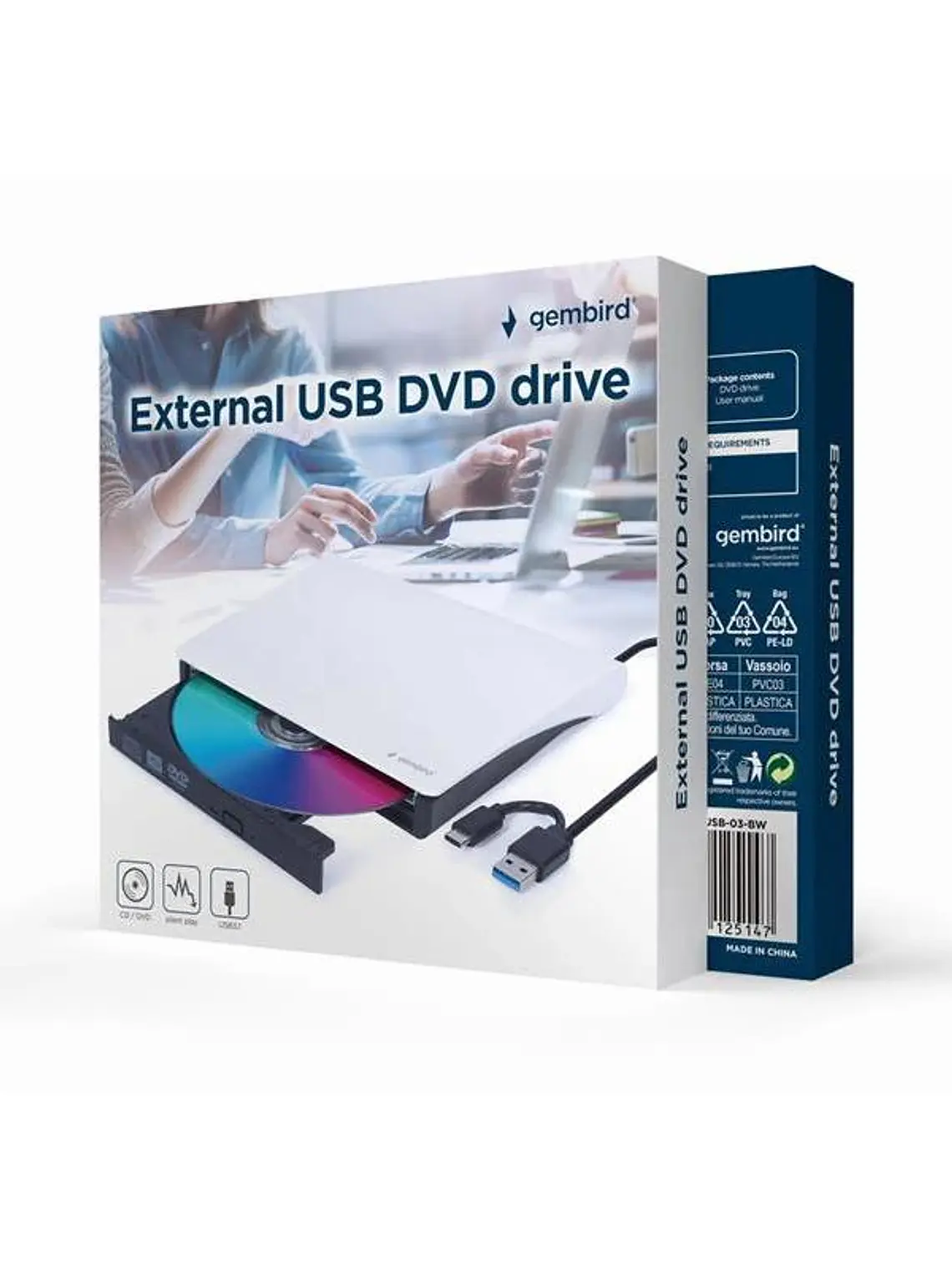 GEMBIRD Unidad de DVD USB externa Blanco 2