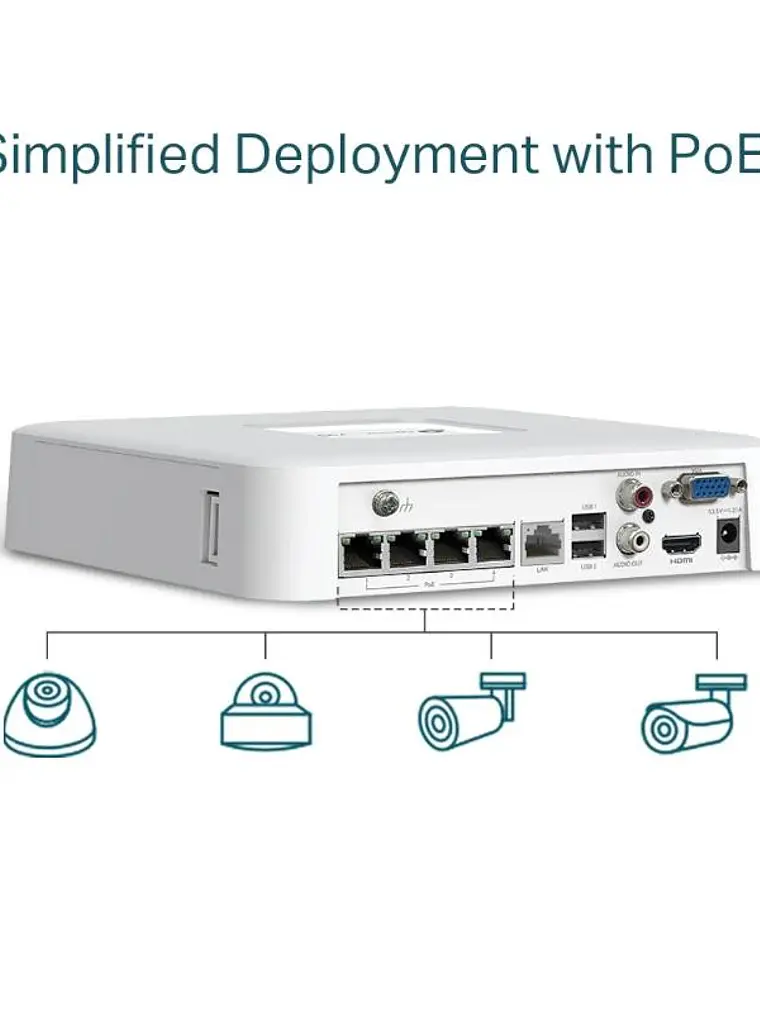 VIGI NVR1104H-4P Grabador IP Sencillo HDD 01 HDD 4 3