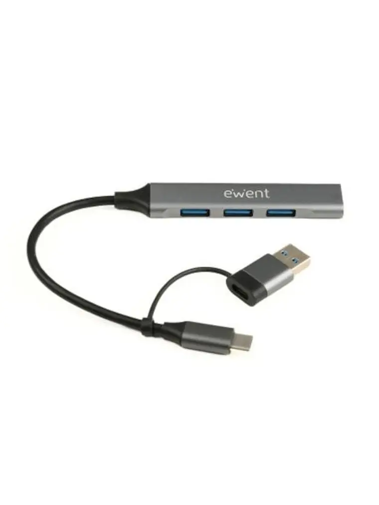 EWENT HUB USB-A-C 5Gbps 3puertos 3.1 USB A alum 1