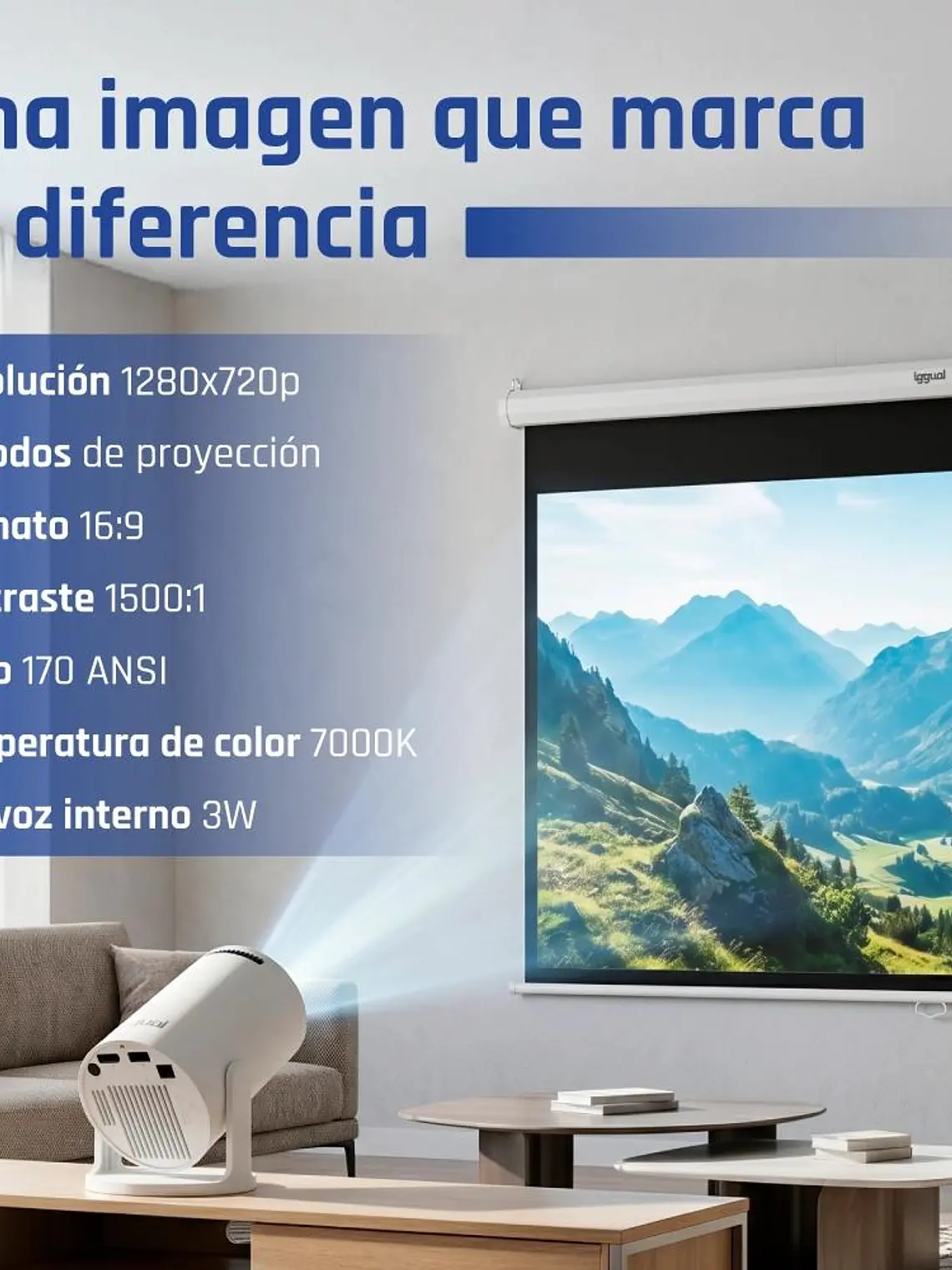 iggual Mini proyector MP720p HDMI WiFi BT Android 3