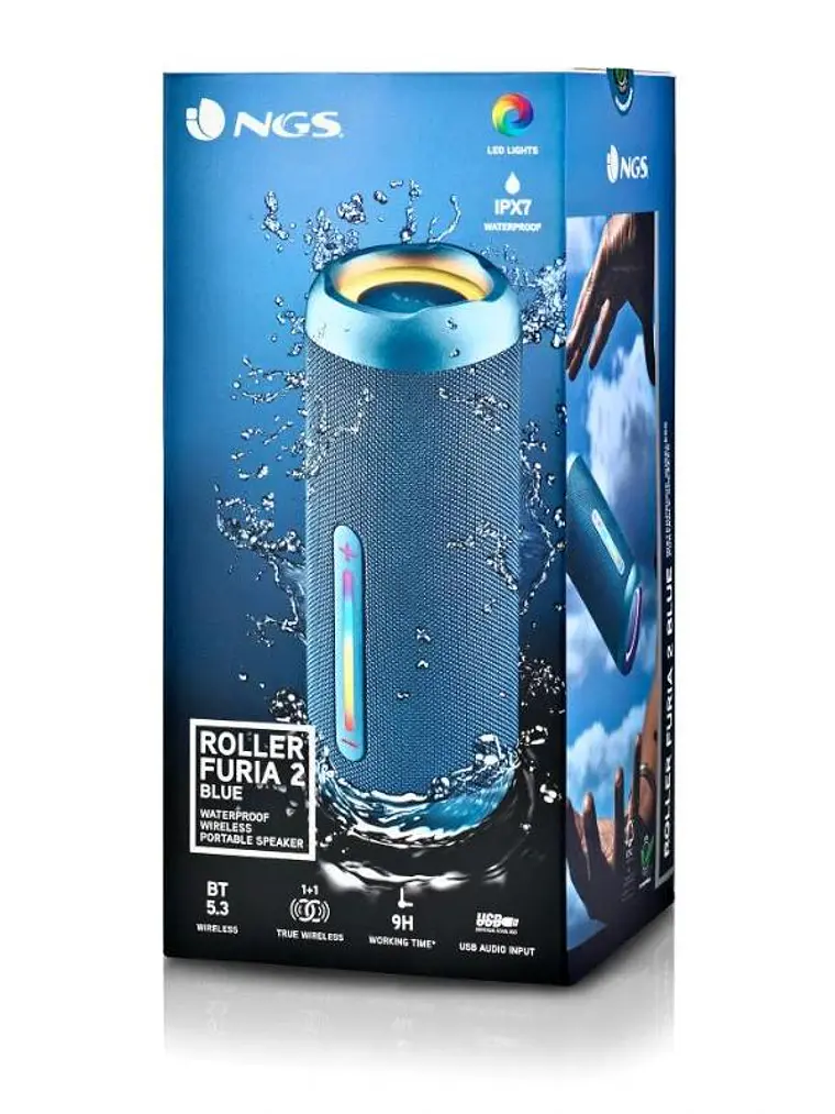 NGS Altavoz RollerFuria2 BT Rgb IP67 Azul 30W 2