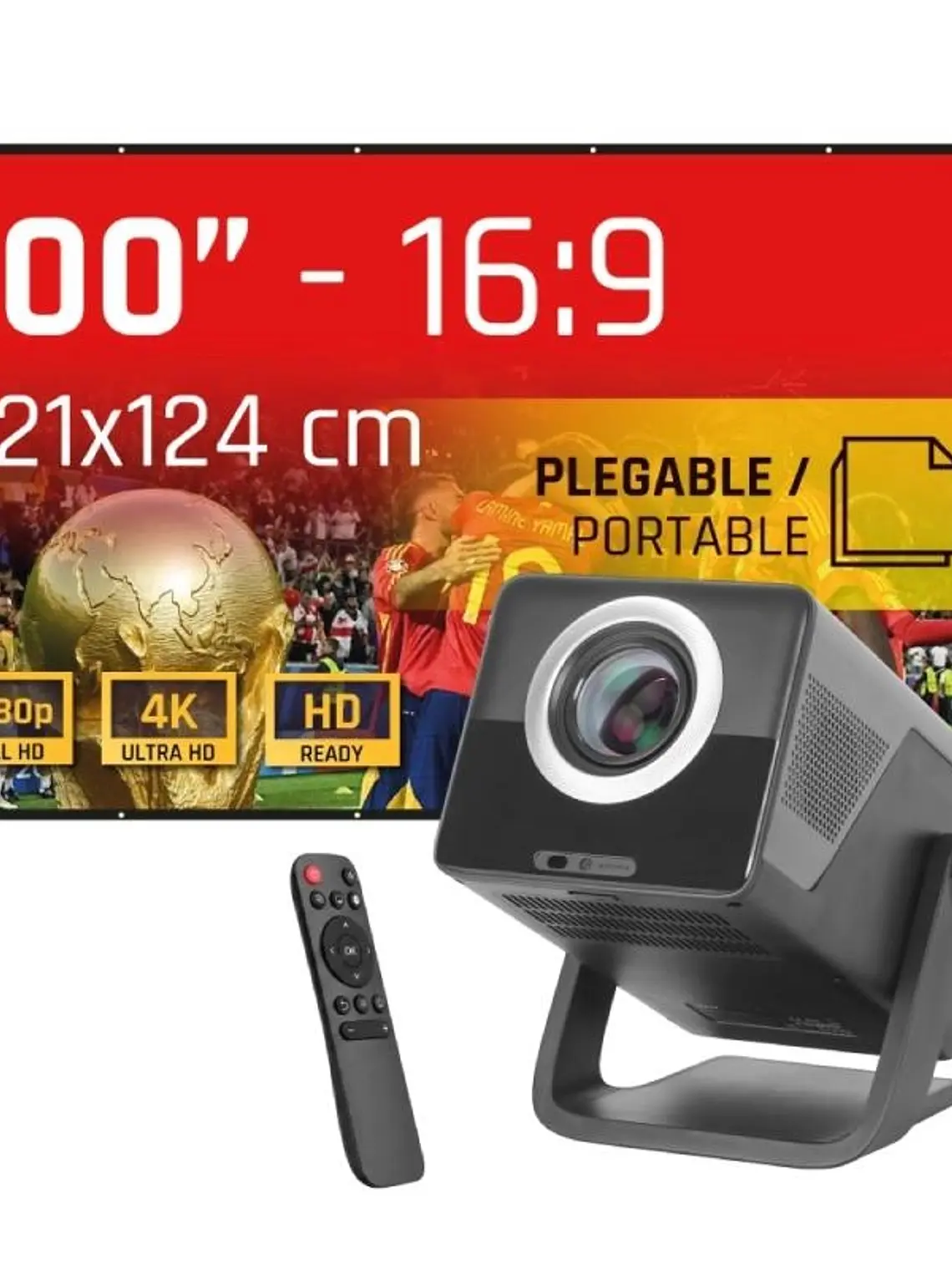 iggual Pack proyector 4K + lona proyección120