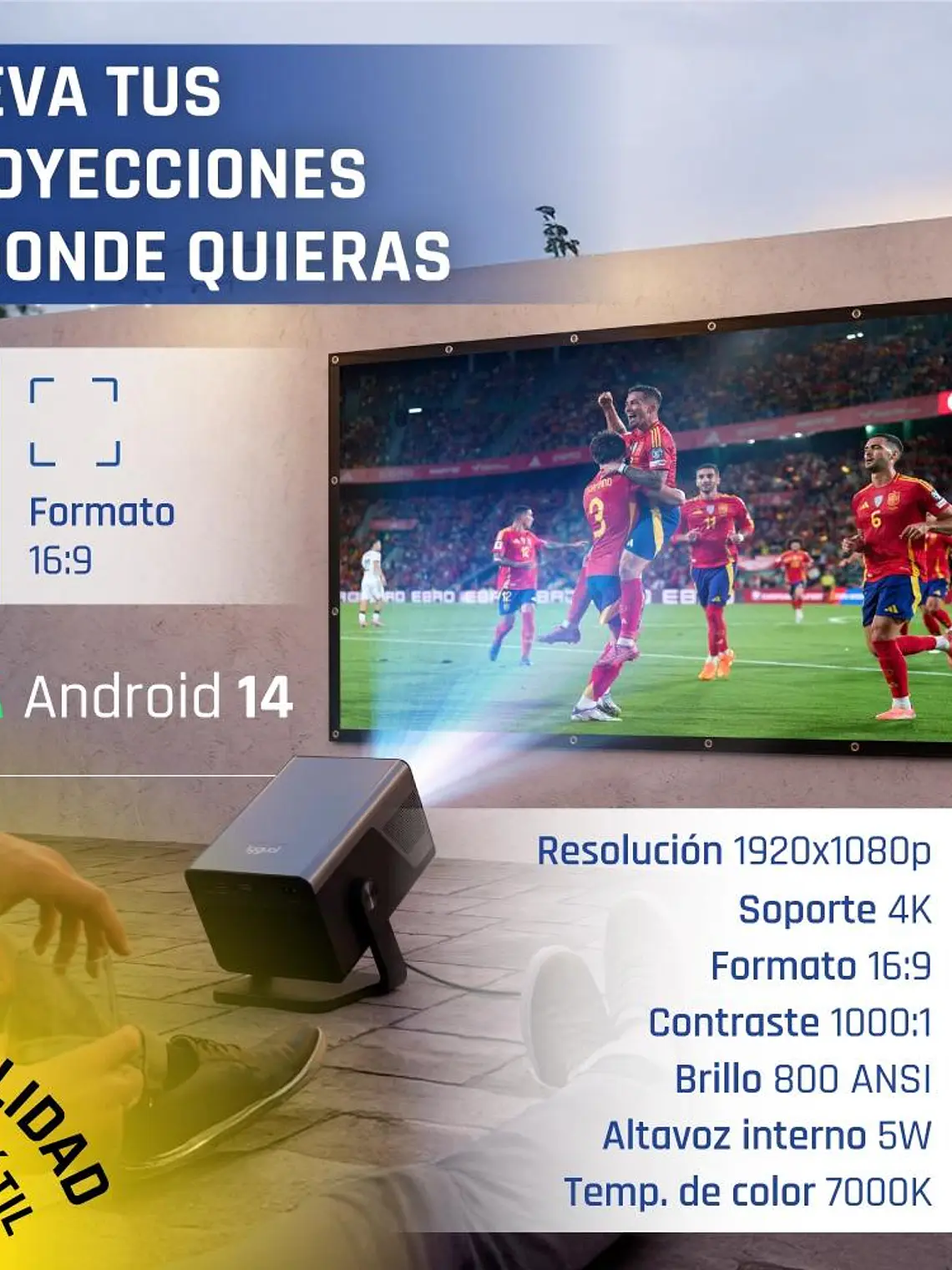 iggual Pack proyector 4K + lona proyección120