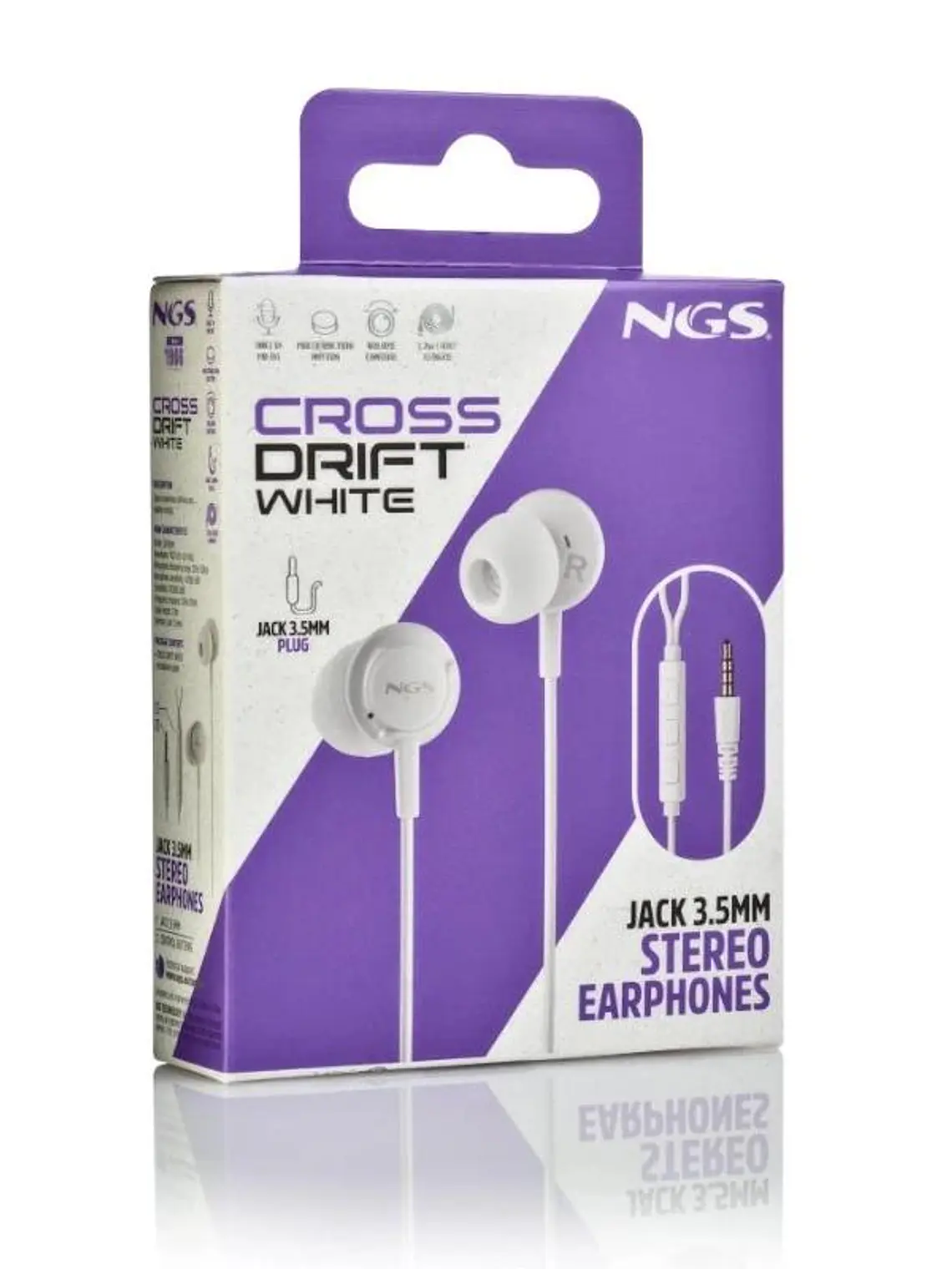 NGS Auricular CROSSDRIFT Blanco cable JACK 3.5 Mm 4