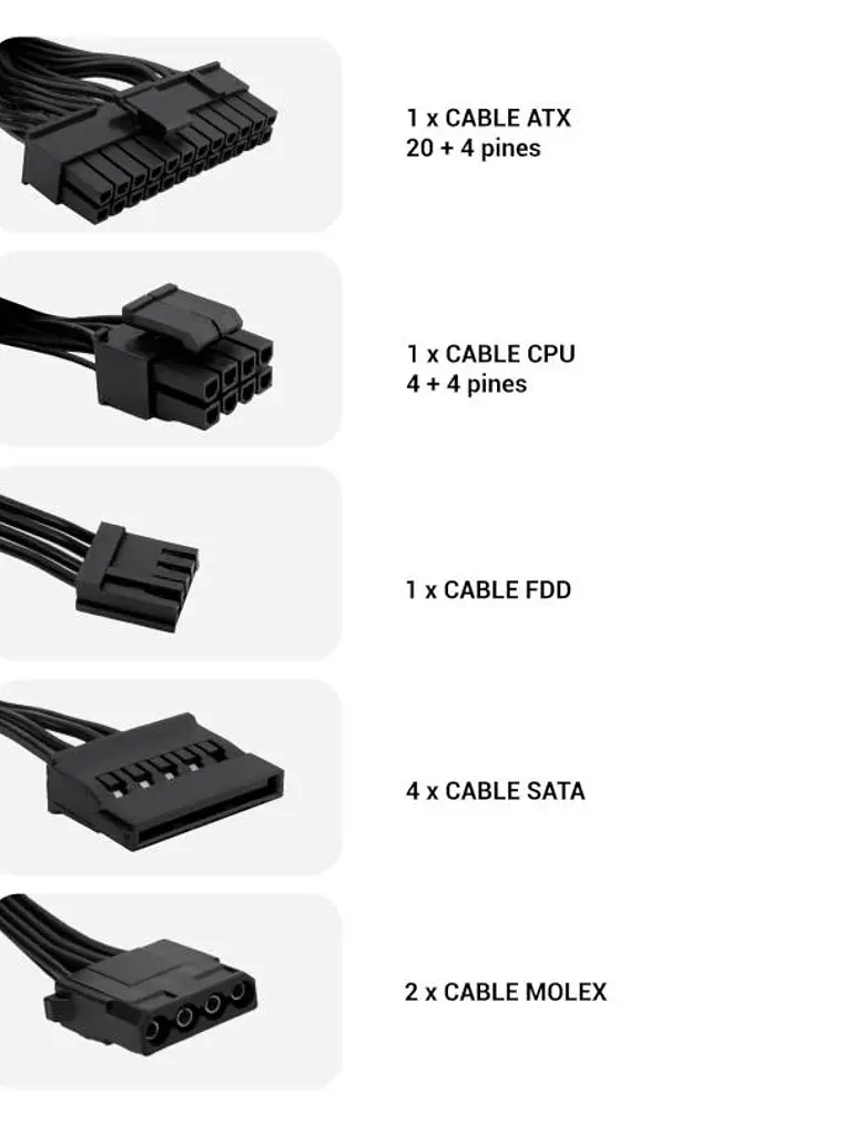 CoolBox Fuente.Alim 20+4 pin ATX BASIC 500W 4