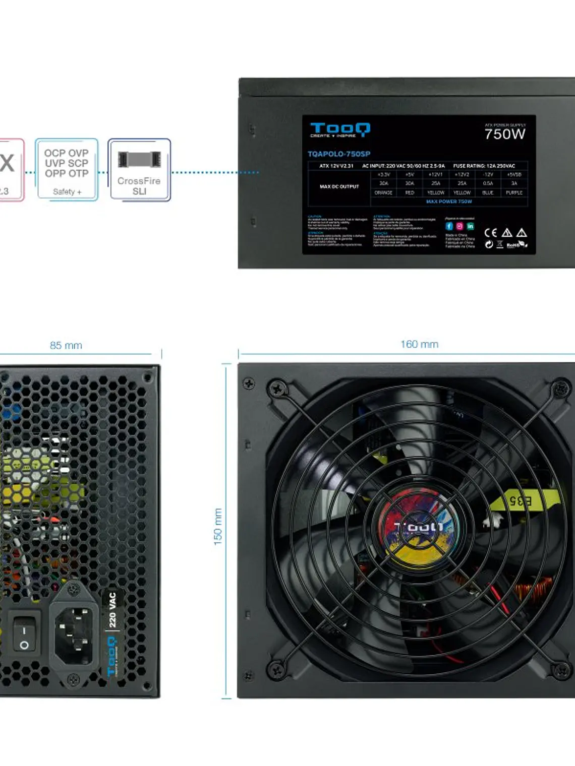 Tooq Fuente Alimentación TQAPOLO-750SP 750W 2