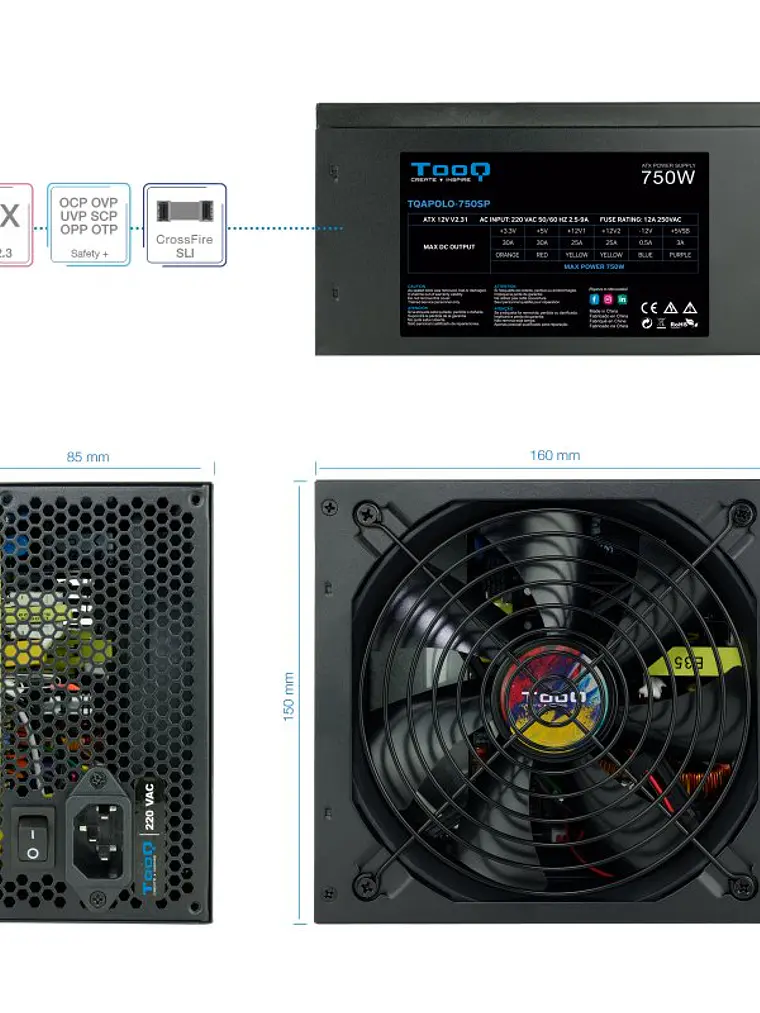 Tooq Fuente Alimentación TQAPOLO-750SP 750W 2