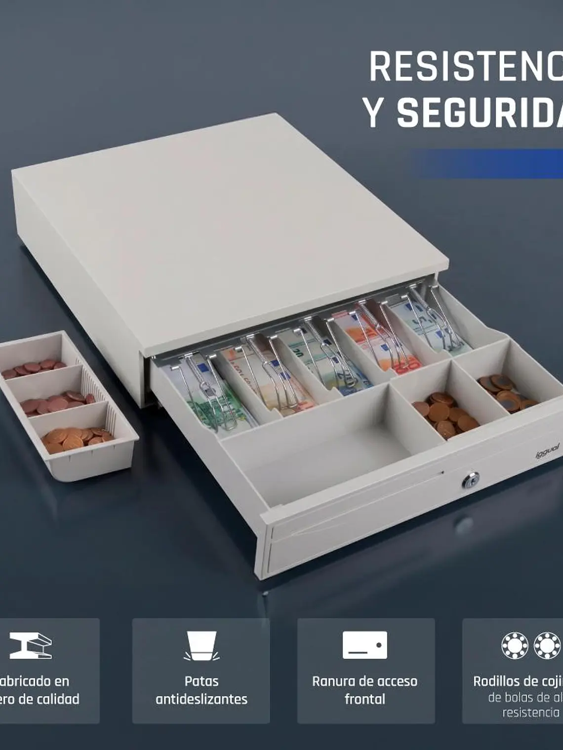 iggual Cajón portamonedas IRON-30W 42cm 5+5 blanco 4