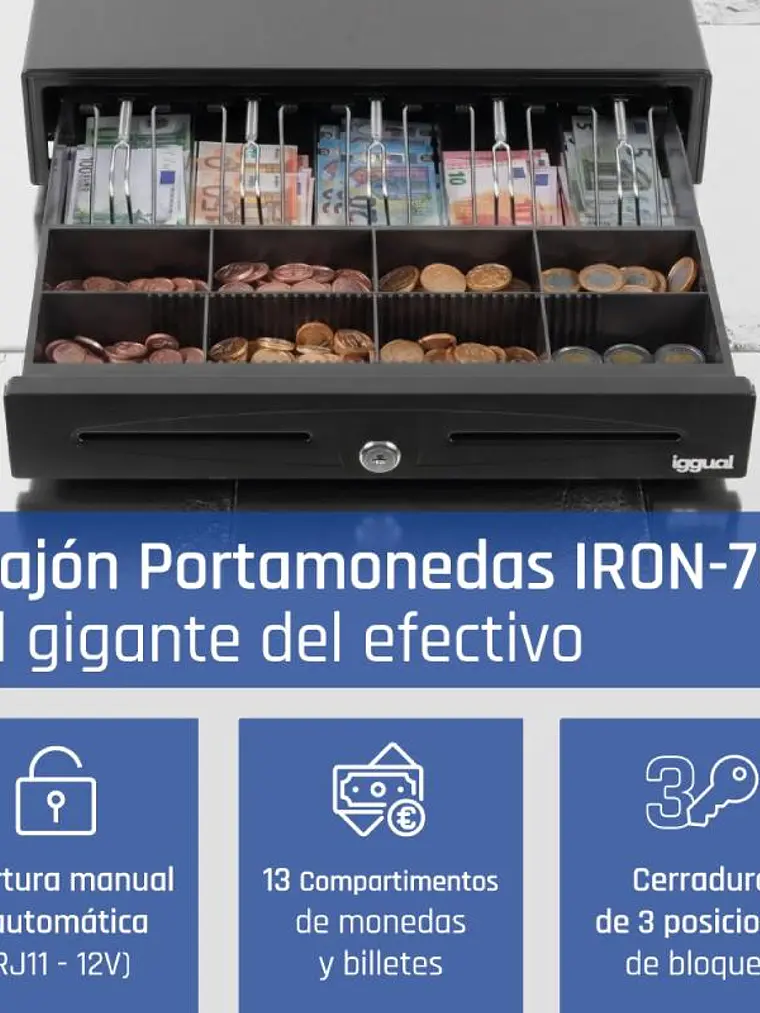 iggual Cajón Portamonedas IRON-70 44,5cm 5+8 negro 2