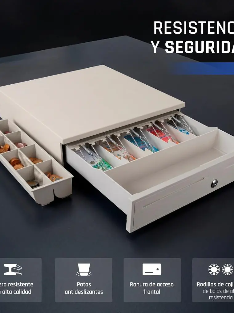 iggual Cajón Portamonedas IRON-50W 42cm 5+8 blanco 3