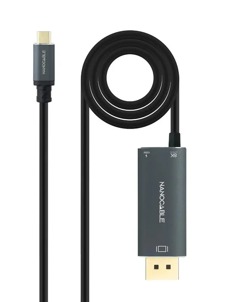 Nanocable Cable USB-C/M-DP/M+USB-C/H PD 1.8M 2