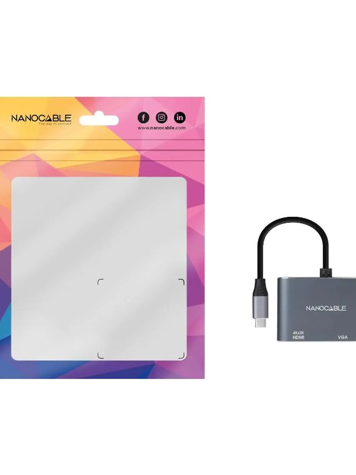 Nanocable Conversor USB-C/M a HDMI-VGA/H 15 cm 2