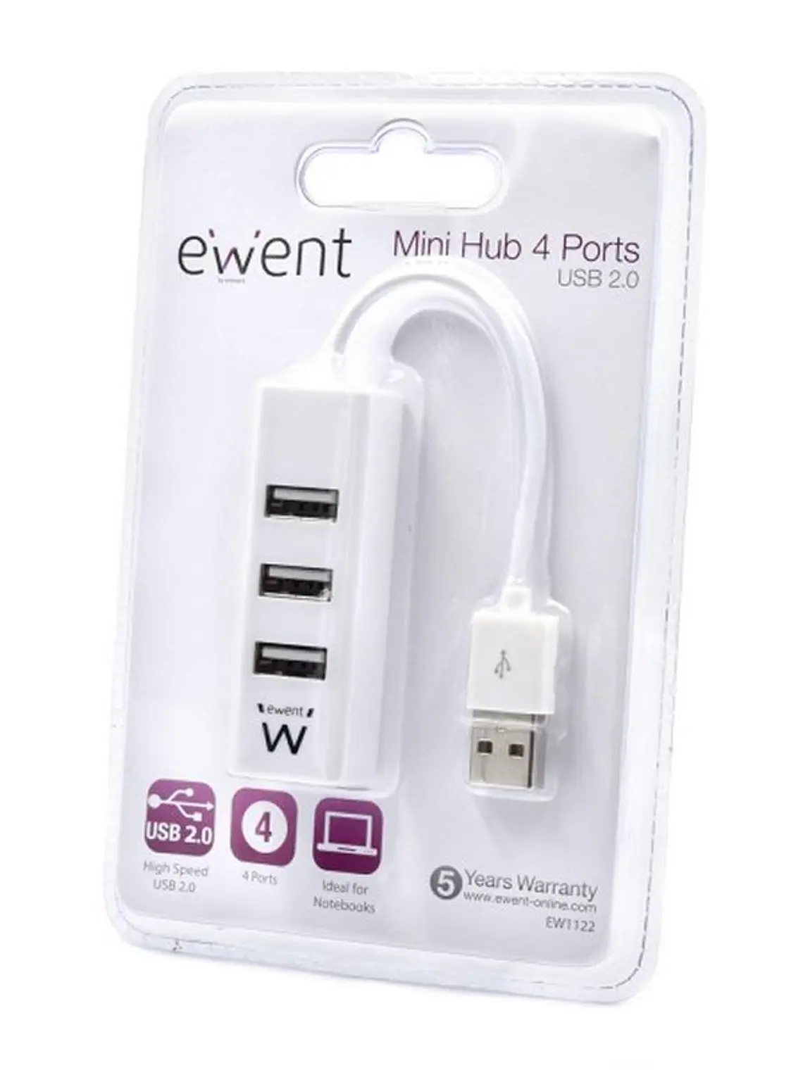 EWENT EW1122 MINI-HUB USB 4 PUERTOS BLANCO 4